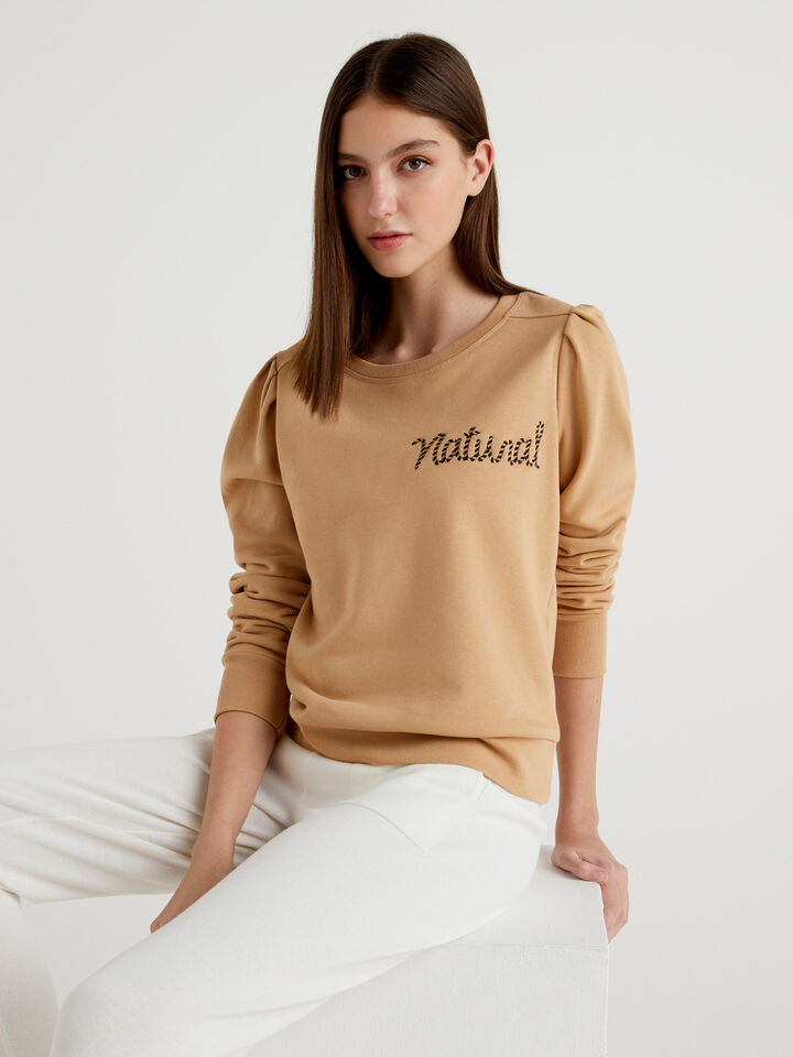 Sweatshirt in organic cotton with embroidery Women image number 3